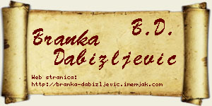 Branka Dabižljević vizit kartica